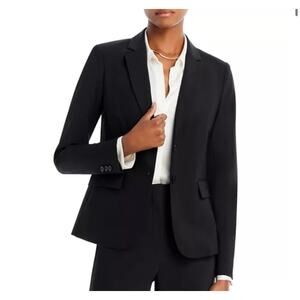 Theory Wool Luxury Blazer Black Tailored One Button Jacket Size 2